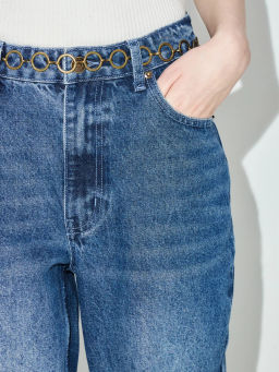 Джинсы расклешенные с высокой посадкой с цепочкой ZR2604092327-103 / Zarina