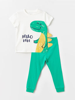 Bisiklet Yaka K?sa Kollu Bask?l? Erkek Bebek Pijama Tak?m?