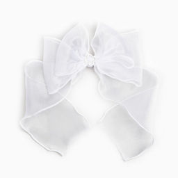 Бант для волос на резинке школьный, белый, 6×25 см, Принцессы