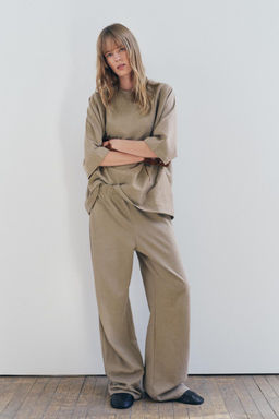 COTTON STRAIGHT-LEG TROUSERS - Zara фото 33