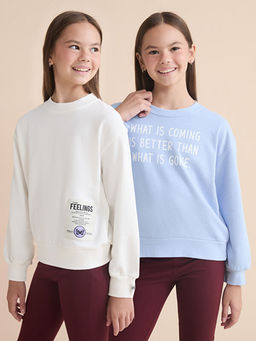 Bisiklet Yaka K?z ?ocuk Sweatshirt 2li