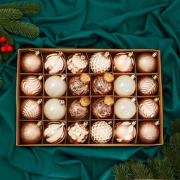 Ёлочные игрушки Мелодия ассорти люкс, шары новогодние, d=6 см, набор 24 шт., бело-золотой - Зимнее волшебство фото 4