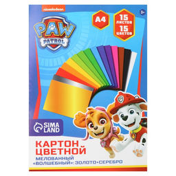 Картон цветной, А4, 15 листов, 15 цветов, мелованный, односторонний, в папке, 220 г/м², «Щенки»