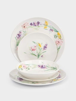 Сервиз обеденный, 6 перс, 18 пр, фарфор P, белый, Акварельные цветы, Bouquet