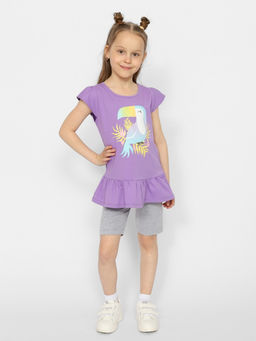 CRB wear/CSKG 90183-45-372 Комплект для девочки (футболка, бриджи),лаванда/Ex.Cherubino  фото 2