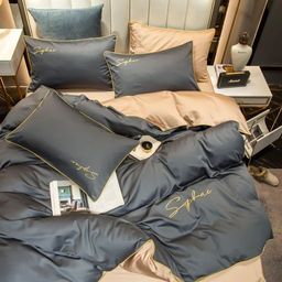 КПБ Mency однотонный с вышивкой MENO019 Евро