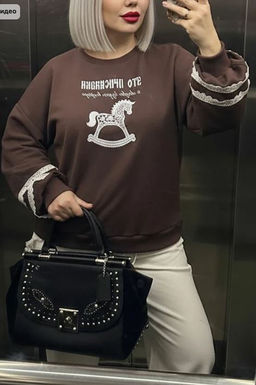 Свитшот с кружевом Присказка 95% хлопок, 5% лайкра - Sahar art lab фото 16