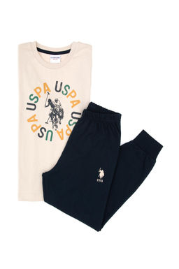 Erkek _ocuk Bej Pijama Tak_m_ Sepette S_rpriz _ndirim - U.s. polo assn фото 2