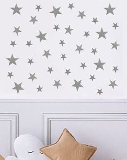 Набор многоразовых наклеек Звезды от 3 до 5 см (39 штук) Серебро (1913)