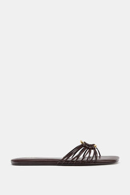 SANDALIA PLANA ADORNO MET?LICO / Marr?n - Zara фото 3
