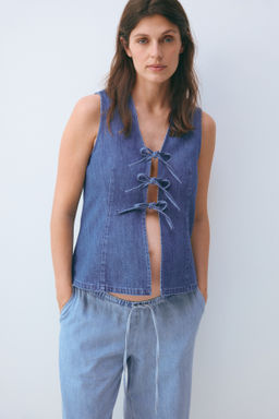MAMA Chaleco denim con lazadas - H&m фото 2