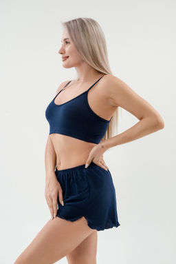 Пижама женская из бра и шорт из вискозы коллекция Лотос темно-синий - Амадэль фото 6