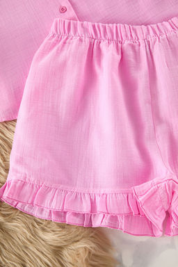 Trendyolmilla Yesil %100 Pamuklu F?rf?rl? Muslin Sortlu Dokuma Pijama Tak?m? THMSS25PT00034  фото 7