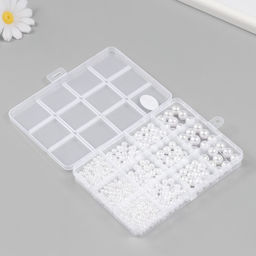 Бусины в шкатулке «Белый перламутр», 12 делений, 10×13.5×1.8 см