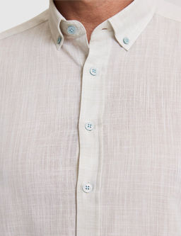 _a_la %100 Pamuk Keten G_r_n_ml_ Slim Fit Uzun Kollu G_mlek