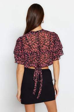Trendyolmilla Cok Renkli Crop Cicek Desenli Dokuma Bluz TWOSS20BZ1657  фото 5