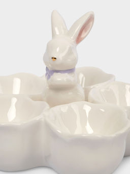 Блюдо пасхальное, 12х9 см, 5 отд, керамика, молочно-золотистое, Кролик в цветах, White Rabbit - Anna lafarg фото 6