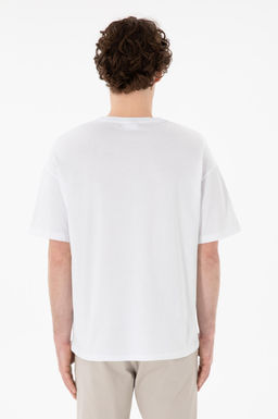 Erkek Oversize Fit Bisiklet Yaka Beyaz Ti__rt
