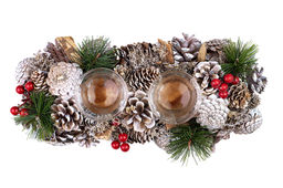 Новогоднее украшение подсвечник 33*15*8 см Зимняя вишня на 2 свечи, прямоугольный - Elan gallery фото 5