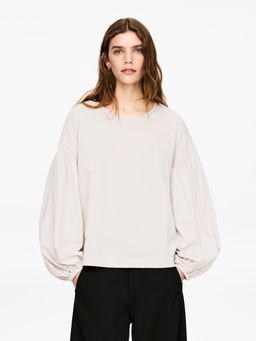 Blusa de algod?n con mangas abullonadas
