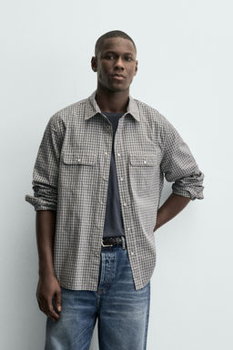 CHECK SHIRT WITH POCKETS - Zara фото 3