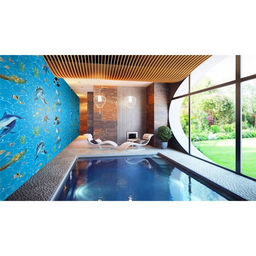 Цена за 12 шт. Стеновая панель ПВХ «Водный мир», узор, 2600×250 мм, цвет синий