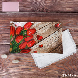 Блюдо для нарезки прямоугольное 23x14 см / S322314 DD436 GREY Тюльпаны / уп 6/72/ цветная коробка/ 696626