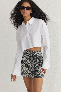 TRENDYOLMILLA Cok Renkli Pamuklu Kumas Animal Leopar Desenli Mini Boy Dokuma Etek TWOSS25ET00076 фото 2