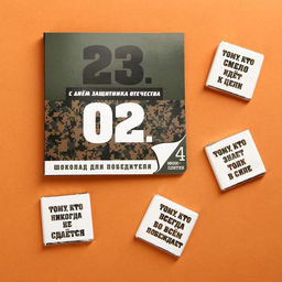 Шоколад молочный 23 февраля, открытка, 5 гр. х 4 шт.