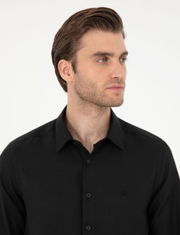 Рубашка Pierre Cardin Slim Fit черная с длинным рукавом