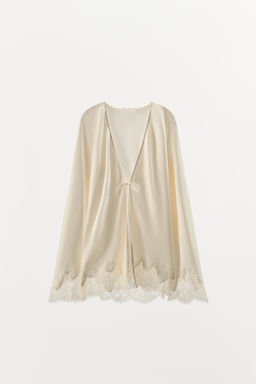 CAMISA SATINADA ENCAJE LAZADA / Crudo - Zara фото 4