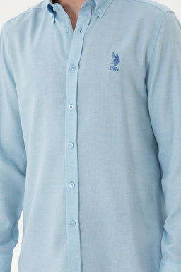 Мужская голубая рубашка с длинным рукавом - U.s. polo assn фото 13