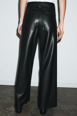 ZW COLLECTION TAILORED WIDE-LEG LEATHER-EFFECT TROUSERS - Zara фото 10