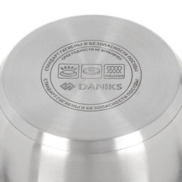 Кастрюля нержавеющая сталь, 2.7 л, с крышкой стекло, Daniks, Перл, GS-01205-18, индукция (397613)  фото 5