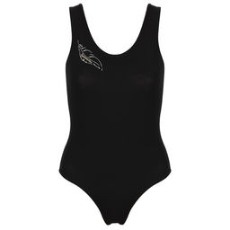 Купальник гимнастический Grace Dance Пёрышко, на широких бретелях, р. 30, цвет чёрный  фото 7