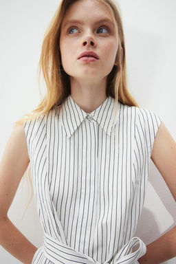 Vestido camisero en mezcla de lino