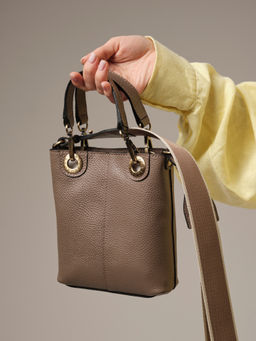 Сумка кожаная кросс-боди Deboro 30347 тауп