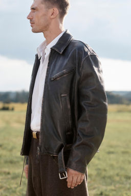 LIMITED EDITION LEATHER JACKET WITH BELT - Zara фото 3