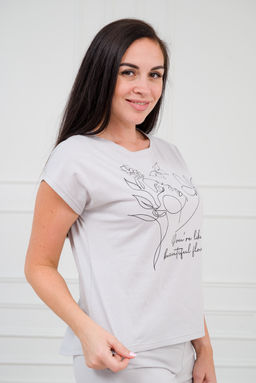 Пижама из кулирки женская Ника серый - Амадэль фото 5