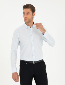 A__k Mavi Slim Fit Uzun Kollu G_mlek