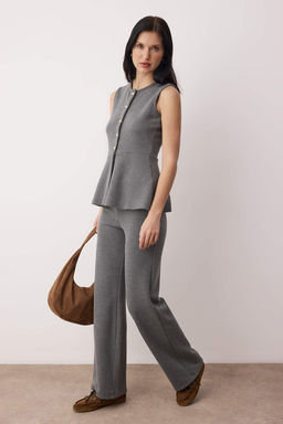 Kahverengi Selanik Dugmeli Belden Ac?lan Wide Leg/Palazzo Alt Orme Alt - Ust Tak?m TWOAW26AU00092 - Trendyolmilla фото 8