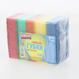 Avikomp губки д/посуды "Макси" Eco Technology 85х60х25мм ( 5шт) mix