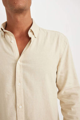 Хлопковая рубашка с длинными рукавами и воротником-поло Relax Fit - Defacto фото 5