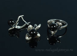 Кольцо Серьги с агатом размер 18