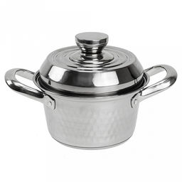 "Флорида" Набор кастрюль из нержавеющей стали 4 штуки: д18см h9,3см 1,4л; д19,5см h10,3см 2л; д21,5см h10,7см 2,5л; д23,5см h12см 3,5л, s0,50мм, крышки и ручки нержавеющая сталь, с теплораспределительным дном 0,5см, цветная коробка (Китай)