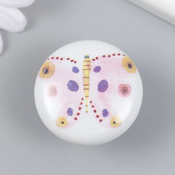 Ручка для шкатулки керамика, металл Бабочка, 3.8?3.8?2.8 см