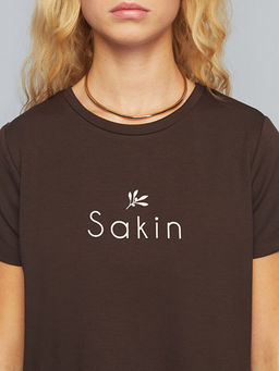 Bisiklet Yaka Slogan Bask?l? Kad?n Ti??rt