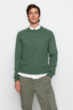 TRENDYOL MAN Gri Unisex Fit Yunlu Bisiklet Yaka Reglan Kol Dokulu Yun Kar?s?ml? Triko Kazak TMNAW22KZ0290 - Trendyolmilla фото 2