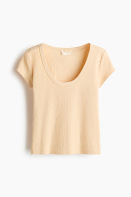 Camiseta acanalada con escote en U