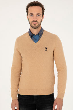 U. S. Polo Assn / Мужской базовый свитер песочного меланжа - U.s. polo assn фото 3